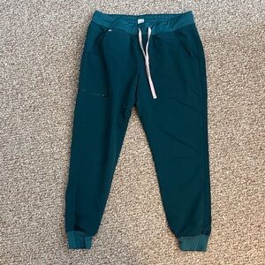 Figs Teal Joggers with Pink Drawstring